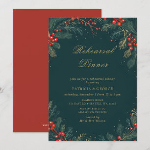 Grünes Gold Florales Weihnachts-Probedinner Einladung