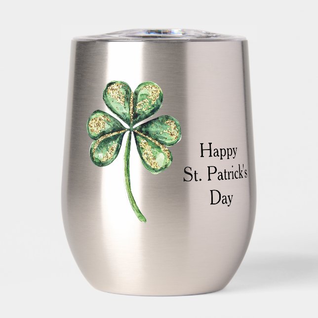 Grünes Gold Glanz Kleeblatt St. Patricks Tag (Vorderseite)