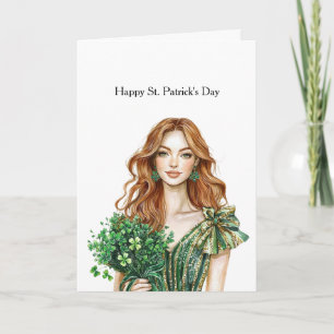 Grünes Gold Glanz Shamrock St. Patrick's Day Karte