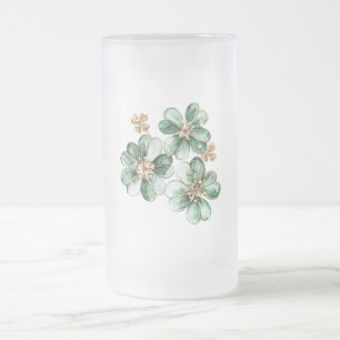 Grünes Gold Glitter Kleeblatt St. Patrick's Day Mattglas Bierglas