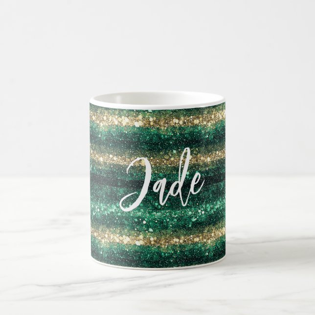 Grünes Gold Glitter Weihnachten Kaffeetasse (Mittel)