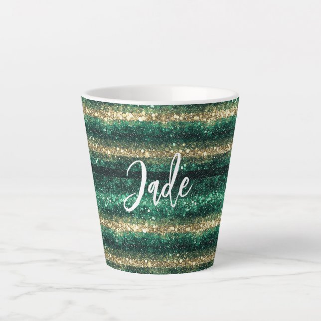 Grünes Gold Glitter Weihnachten Milchtasse (Vorderseite)