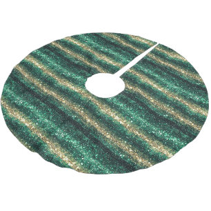 Grünes Gold Glitter Weihnachten Polyester Weihnachtsbaumdecke