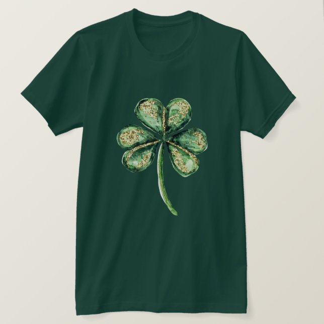 Grünes Gold Glitz Shamrock   T-Shirt (Design vorne)