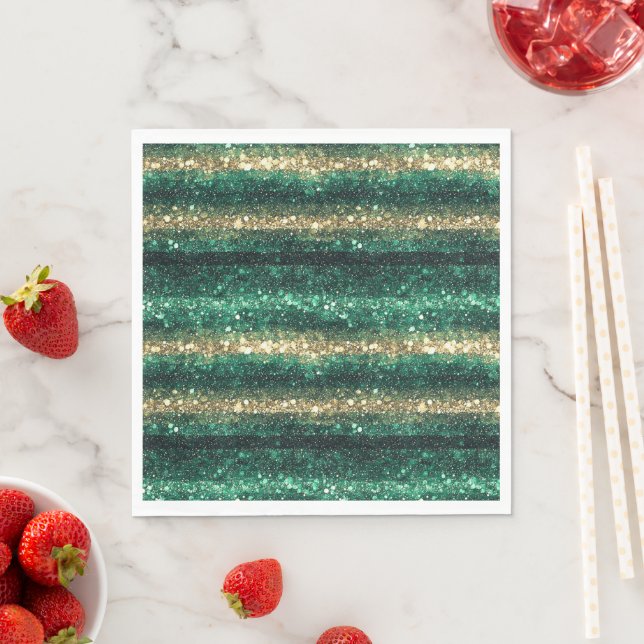 Grünes Gold Glitzer Glamour St. Patricks-Tag   Serviette (Beispiel)