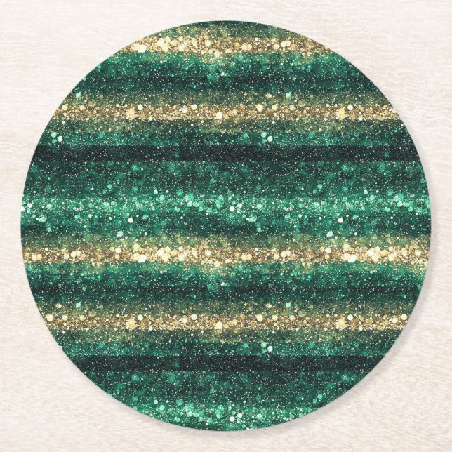 Grünes Gold Glitzer Glanz St. Patrick's Day   Runder Pappuntersetzer (Vorderseite)