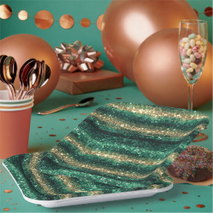 Grünes Gold Glitzer Glitter St. Patricks Tag   Pappteller