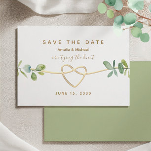 Grünes Gold Herz Hochzeit Save The Date