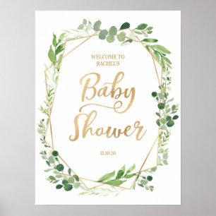 Grünes Gold Terrarium Baby Shower Willkommensschil Poster