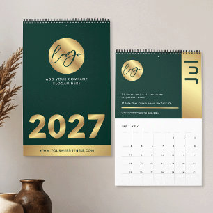 Grünes & Goldenes Firmenlogo Markenmarketing 2027 Kalender
