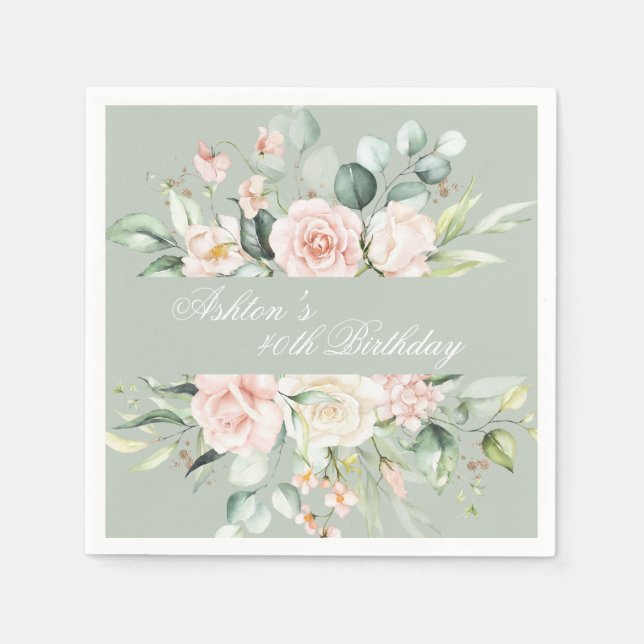 Grünes goldfarbenes botanisches Party Serviette (Vorderseite)