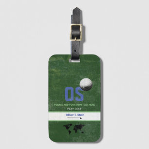 grünes Golfer-Reiseschild mit golfem Namen Gepäckanhänger