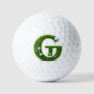 Grünes Gras Buchstabe G Mit Golfball, Schläger Golfball