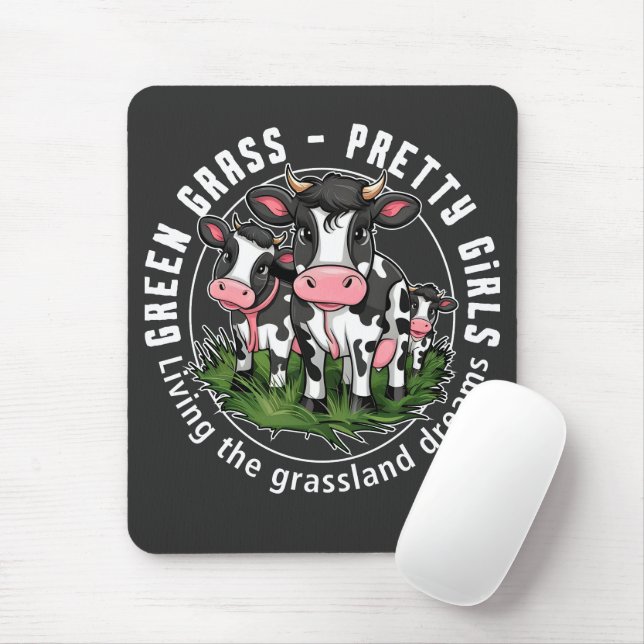 Grünes Gras, hübsche Mädchen Mousepad (Mit Mouse)