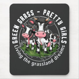 Grünes Gras, hübsche Mädchen Mousepad