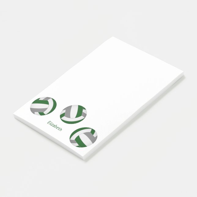 grünes graues Team färbt Volleyballs mit Spielerna Post-it Klebezettel (angewinkelt)