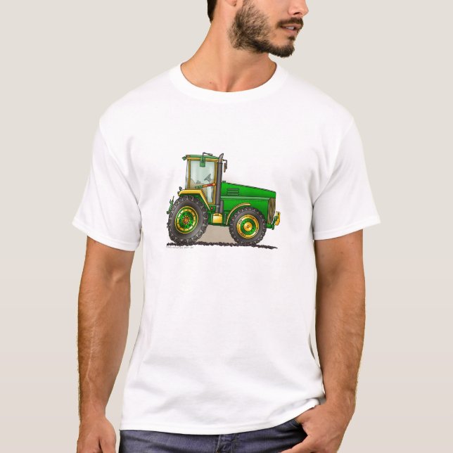 Grünes großes Traktor-Kleid T-Shirt (Vorderseite)