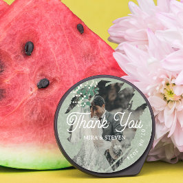 grünes Gypsophila Foto Hochzeit Danke Runder Aufkleber