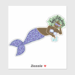 Grünes Haar, Lila Schwanz Meerjungfrau Lounges Aufkleber