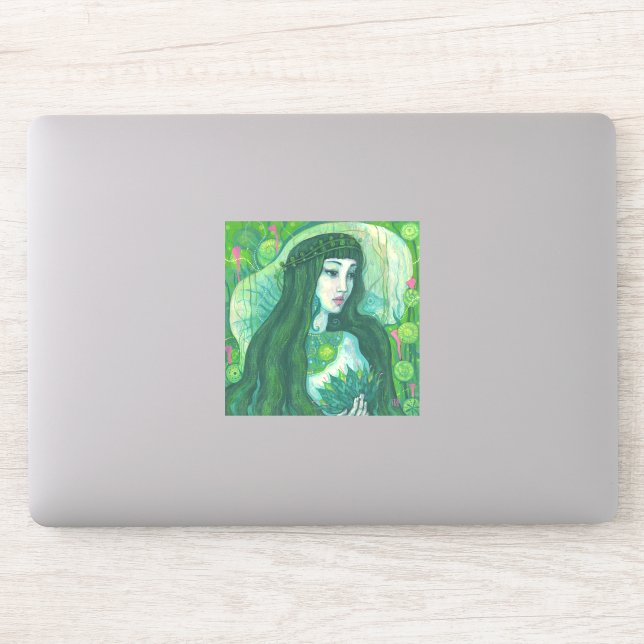 Grünes Haar Meerjungfrau Unterwasser Fantasy Surre Aufkleber (Computer)
