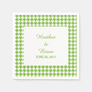 Grünes Hahnentrittmuster Hochzeitspapier Napkins Serviette