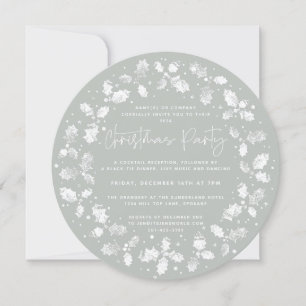 Grünes handdrucktes Weihnachtsgebäck Holly+Berries Einladung