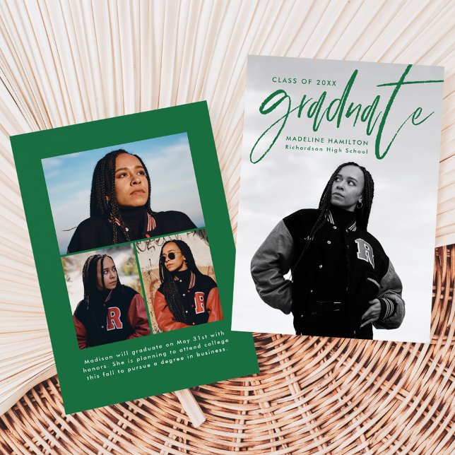 Grünes handgeschriebenes Pinselskript 4 Foto Absch Ankündigung (Von Creator hochgeladen)