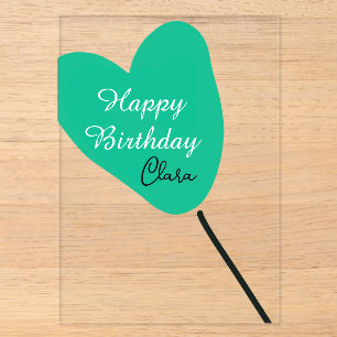 Grünes Herz Alles Gute zum Geburtstag weißer schwa Acryleinladungen