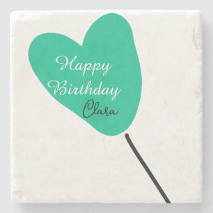 Grünes Herz Alles Gute zum Geburtstag weißer schwa Steinuntersetzer