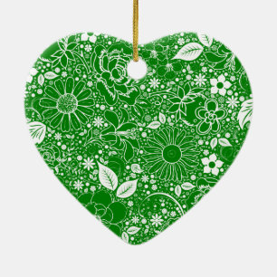 Grünes Herz der botanischen Schönheit Keramik Ornament