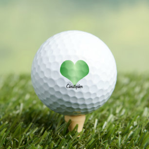 Grünes Herz Design Personalisiert Golfball