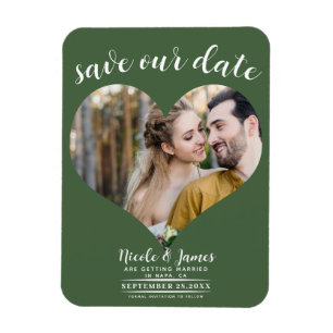 Grünes Herz Foto Hochzeit Save the Date Magnet