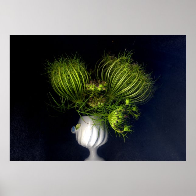 Grünes Herz in schwarz Poster (Vorne)