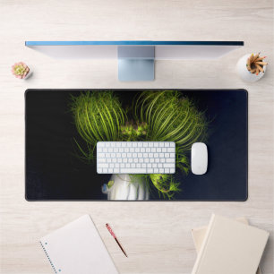 Grünes Herz in schwarz Schreibtischunterlage