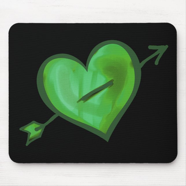 Grünes Herz mit Pfeil Mousepad (Vorne)