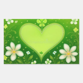 Grünes Herz Rechteckiger Aufkleber