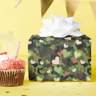 Grünes Herz Tarnung Geschenkpapier