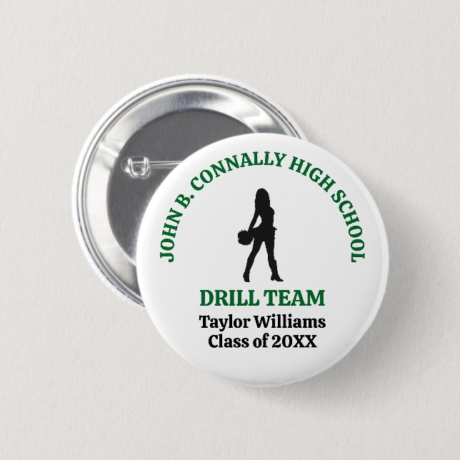 Grünes High School Drill Team Tänzer personalisier Button (Vorne & Hinten)