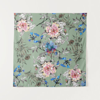 Grünes Hintergrund Blumenmuster. Wandteppich