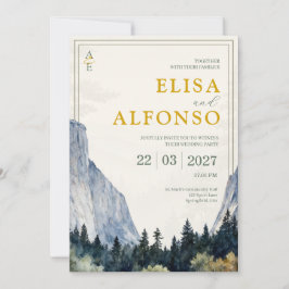 Grünes Hochzeitswasserzeichen mit klassischem Mono Einladung