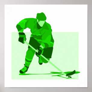 Grünes Hockey-Logo Poster