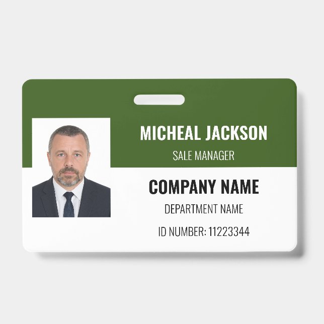 Grünes horizontales Corporate ID-Abzeichen Ausweis (Vorderseite)