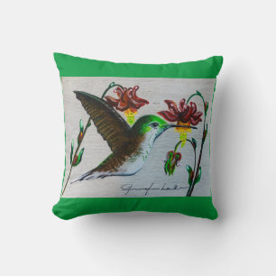 Grünes Hummingbird-Kissen Kissen