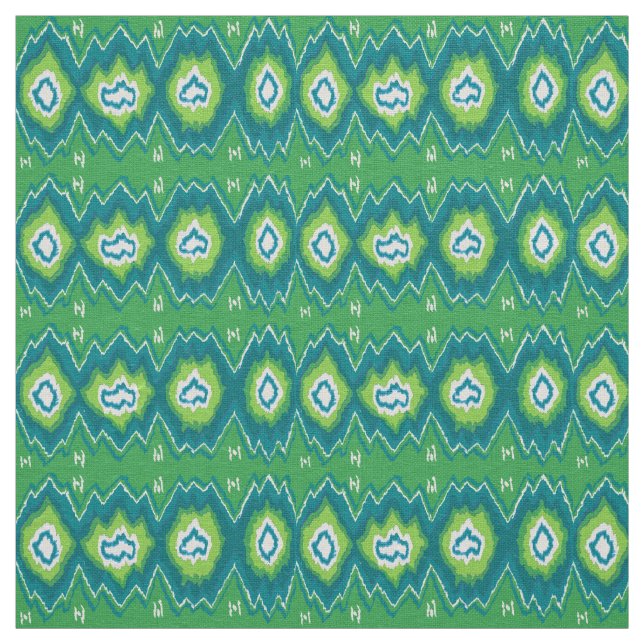 Grünes Ikat Leinen-Gewebe Stoff (Muster)