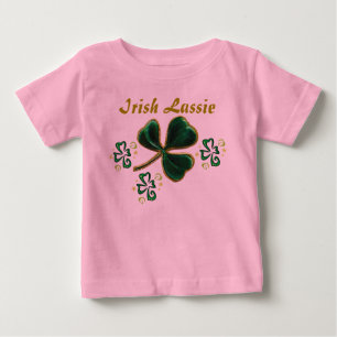 Grünes Imitat-Samt-Klee-Iren-Mädchen Baby T-shirt