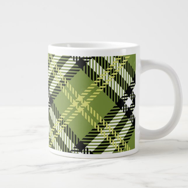 Grünes irisches kariertes Muster Jumbo-Tasse (Rechts)