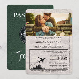 Grünes Irland Reisepass Hochzeitseinladung Einladung