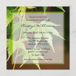 Grünes japanisches Ahorn-Blätter-Brautparty Einladung