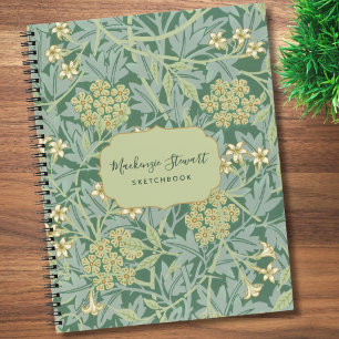 Grünes Jasmin-Blumenmuster-Skizzenbuch Notizbuch