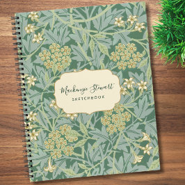 Grünes Jasmin-Blumenmuster-Skizzenbuch Notizbuch
